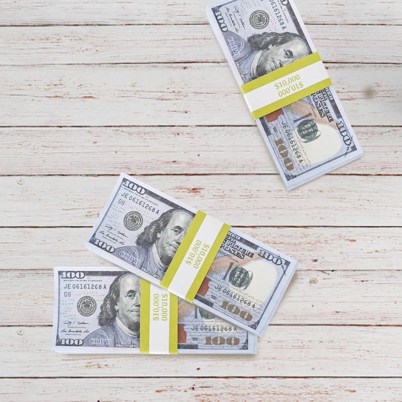 Essential 100 Pcs Currency Straps - Bill Wrappers, Money Bands to Organize Bills, ABA Standard Colors, Self-Adhesive, 7.5 x 1.15 Inches ($10000/Gold) - Image 5